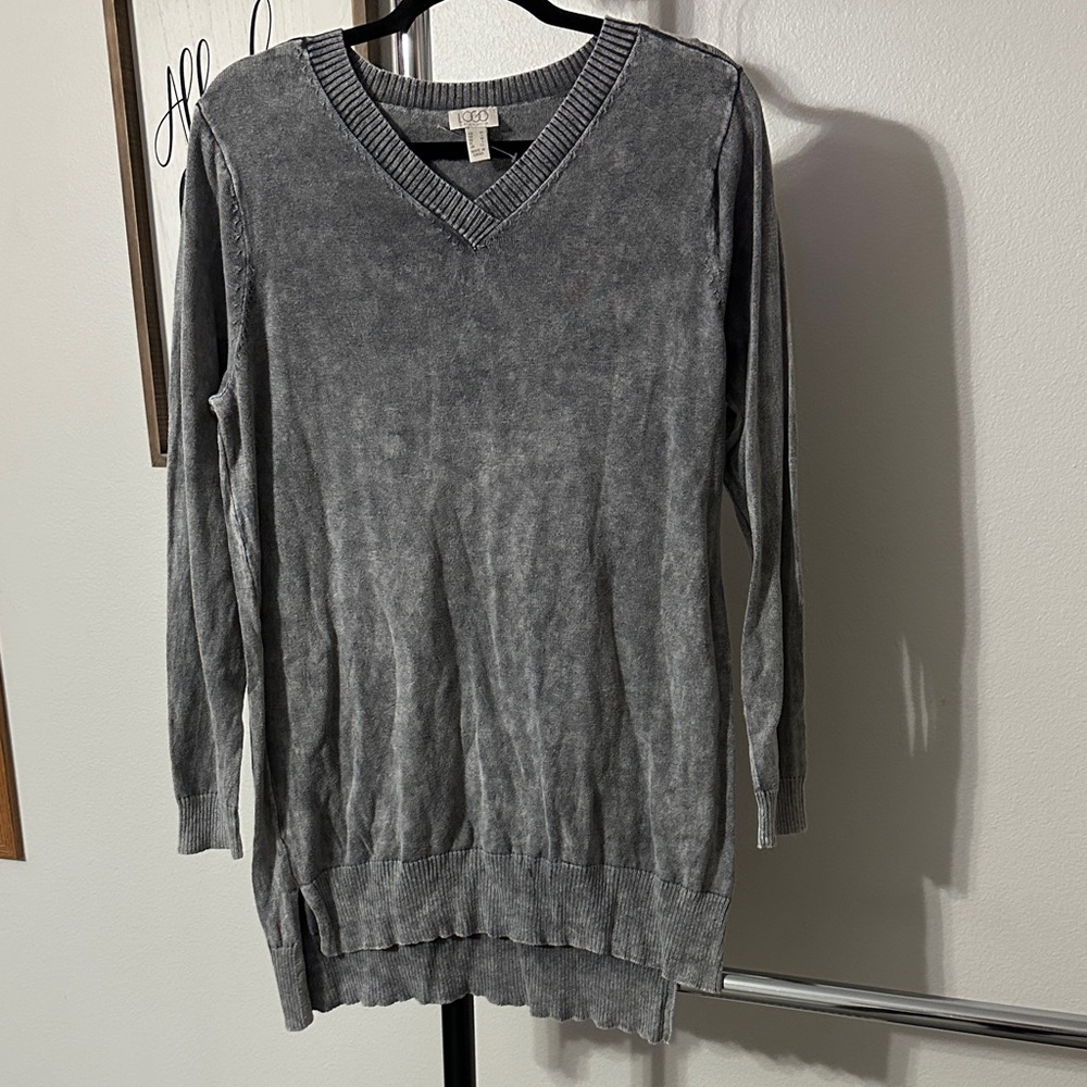 LOGO by Lori Goldstein Charcoal V-Neck Sweater